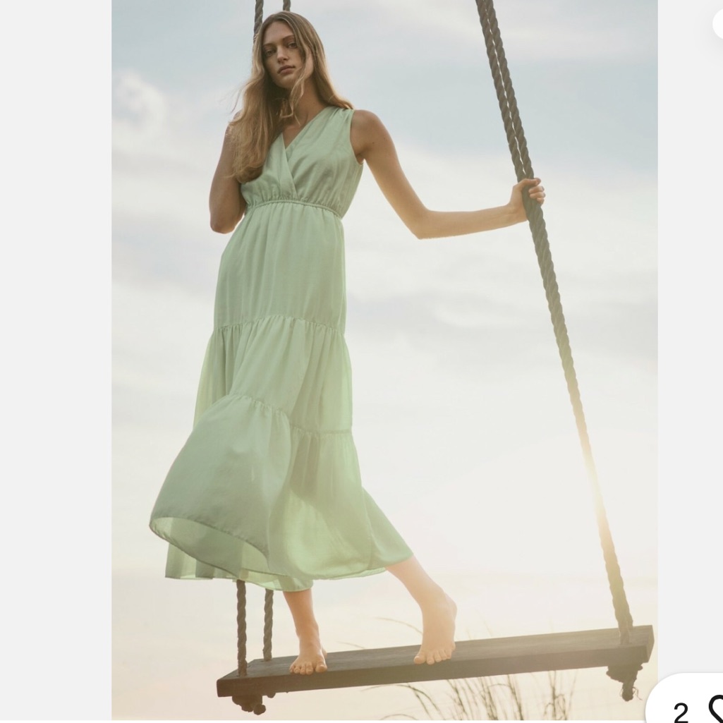 Banana Republic Organic Cotton-Tencel Sleeveless Maxi Dress, Honeydew Sz Xs